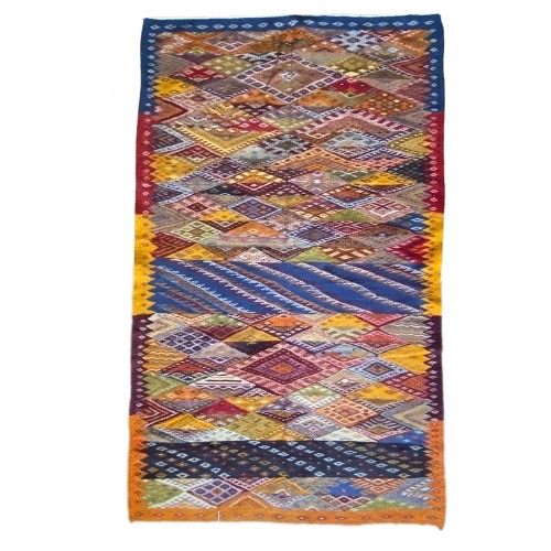 colorful taznakht rug 8x5 in white background