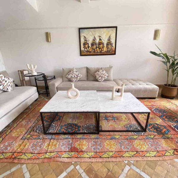 large pastel rug in living-room
