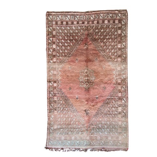 pink and brown rug in white background
