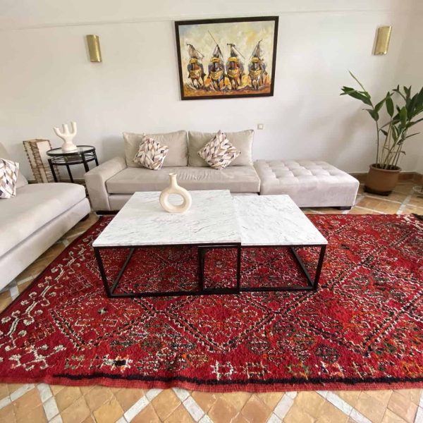 red and white berber rug